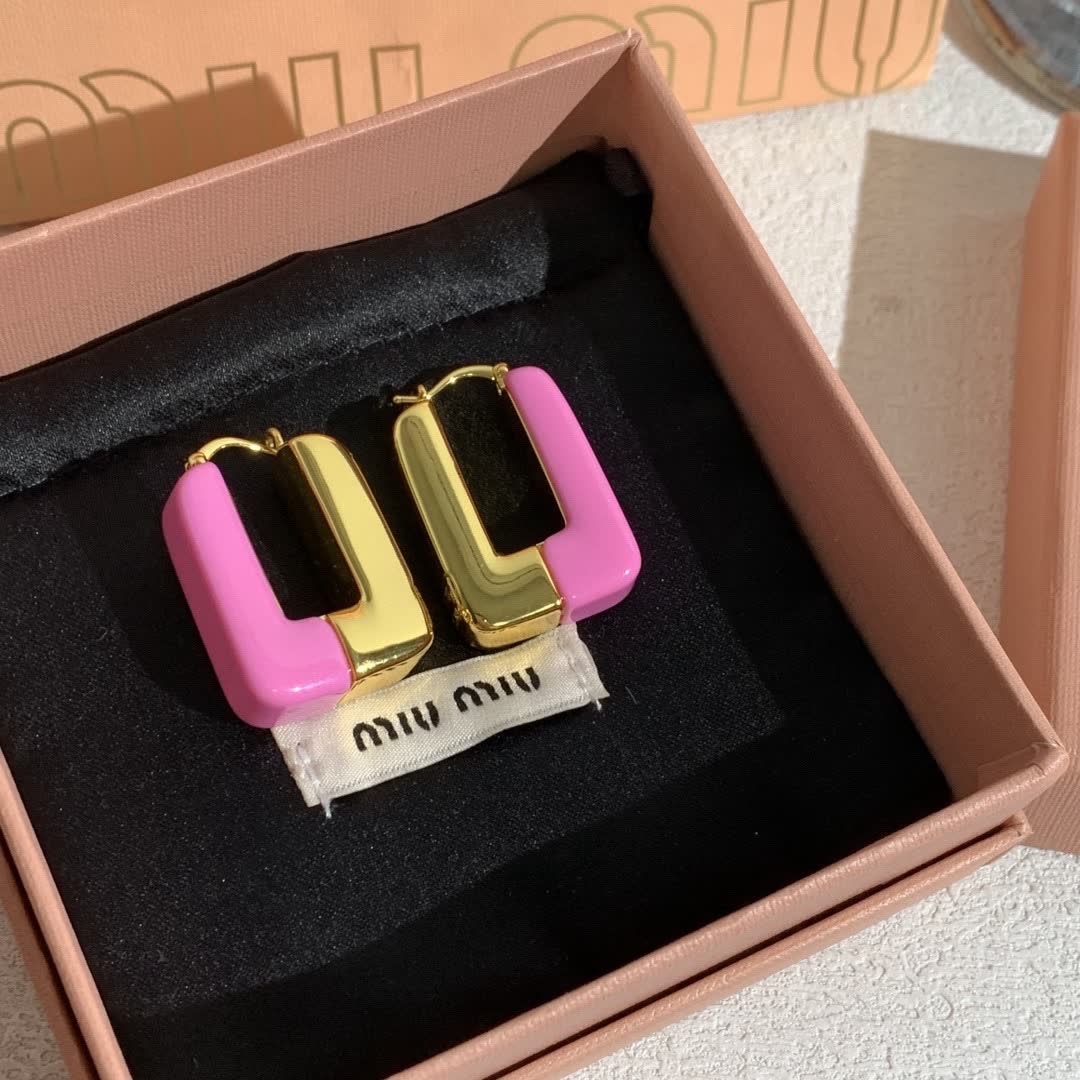 Miu Miu Pink Rectangle Earrings